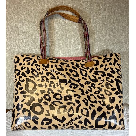 Consuela Handbags - Consuela Women's Brown Bam Bam East West Tote Bag Leather Trim Designer Purse